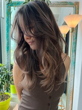 【n】ナチュラルベージュハイライト,レイヤーロング