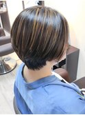 お客様スタイル☆２0代３0代☆小顔絶壁補正ハイライトショート