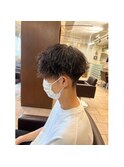 MEN'SHAIR/アップバング/ツーブロック/束感ショート/波巻き