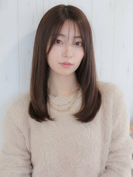 アグ ヘアー ブラウン 燕三条店(Agu hair brown)の写真/【イルミナカラー】赤みを消して透け感を引き出すカラー!透明感,ツヤ,触れたくなるような柔らかな髪を実感!