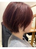 イメチェン/フルバング/似合わせカット/レッドブラウン