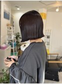 切りっぱなしボブ×ダークブラウン