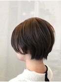 20代30代ミニボブココアブラウン小顔美肌ストレート丸み