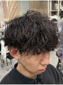 縦落ちパーマツイストスパイラル波巻きパーマ名古屋栄メンズヘア