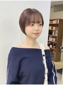 丸みショートボブ×ブラウンカラー