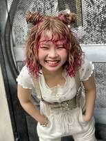 スリット(slit)&nbsp;ミルクティーベージュ×ネオンピンク裾カラー