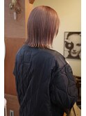 髪質改善切りっぱなしボブ外はねボブヘイリーボブピンクベージュ