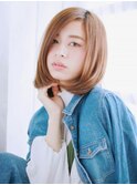 透け感センターパートのクールボブ