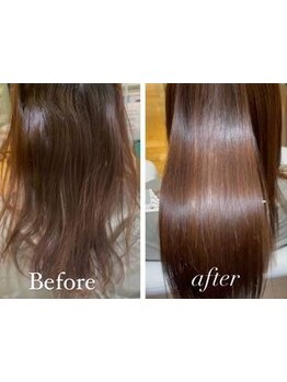 【フジグランすぐ】縮毛矯正＋トリートメントで髪質改善☆ダメージも抑えつつ、自然なサラ艶な仕上がりへ＊