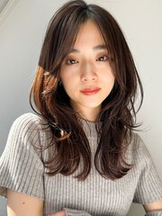 韓国美髪レイヤーロングくびれワンカールハッシュカットレイヤー