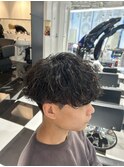 メンズパーマツイスパ波巻きスパイラルマッシュセンターパート