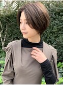  伸ばしかけショート×暗髪オリーブカラー中目黒 