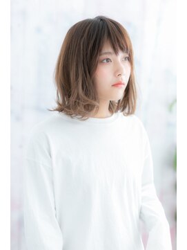 ミック ヘアアンドビューティー 大山店(miq  Hair&Beauty) 斜めバング＆へムライトのネオウルフくせ毛風ロングボブa