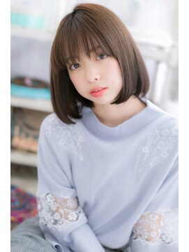 ミック 日暮里店(miq) シースルーバング前下がり♪小顔ミディアムボブb1