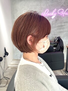 ラッキーヘア 加古川(Lucky Hair) まるっとショートボブ×ピンクベージュカラー【カドワキ】