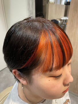 エヌアンドエー せんげん台店(N&A) 前髪カラー ブリーチオンカラー オレンジハイトーン