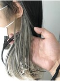 インナーカラー_オンカラー_ダブルカラー_ブリーチ１回_グレー