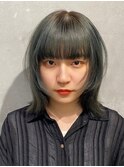 ミディアム顔周りレイヤーカットダブルカラーショートボブ調布