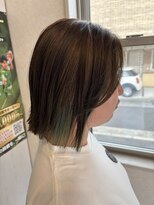 ジェリカヘアー サンフラワー通り(Jlica hair) ちら見せグリーンインナーのぱつっとボブ