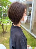 柔らかアッシュベージュショートボブ