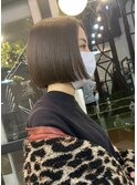 ロブヘア×グレイアッシュ×ボブショート×小顔補正立体カット