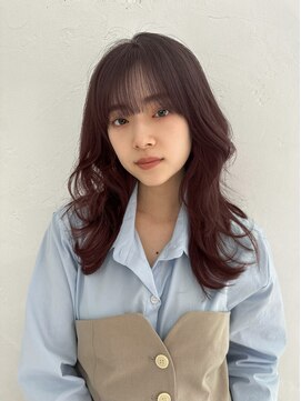 ジョエミバイアンアミ(joemi by Un ami) Unami　韓国くびれミディアムシースルーバング　髪質改善カラー