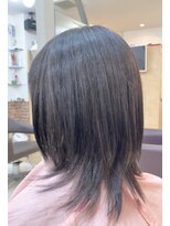 カットハウス はさみの部屋&nbsp;鎖骨ミディアムレイヤー/内巻き/ラベンダーブラウン/前髪あり
