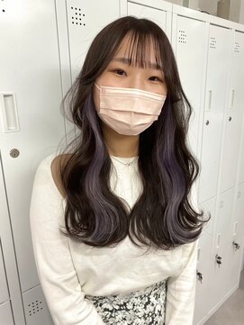 ムク 横浜店(muku) インナーカラーミルクティーベージュシルバーイヤリングカラー