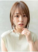 20代30代大人かわいいシースルーバングボブベージュカラー