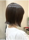 横浜タッセルボブショコラブラウン切りっぱなしボブショートボブ