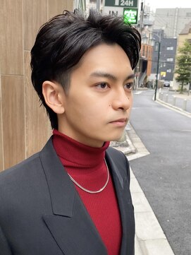 サク 田町芝浦(Sac.) 石原和樹 アッシュブラック ネイビーグレー 七三 ビジネス