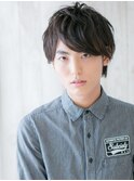栗色カラー＆七三斜めバングのナチュラルウルフヘアh札幌月寒