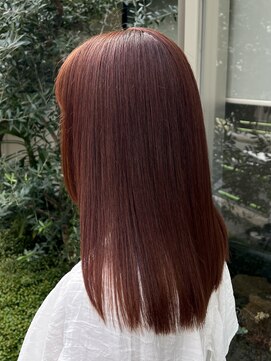 オリンテ バイ レシッド 表参道(orente by rcid) コーラルカラー　　ミディアムレイヤースタイル