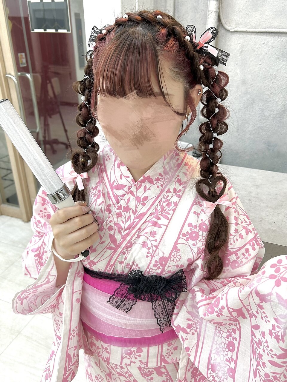 うちの子スタイル ハート編み ラベンダー