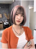 アンブレラカラーピンクラベンダーアッシュボブカット