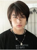 長めバングセクシーなストレートマットブラウンウルフｆ仙台