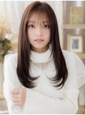 グレージュアッシュ艶髪ストレート小顔ロングa上尾20代30代40代