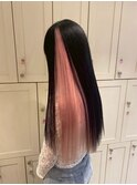 16033ブリーチ＆ダブルカラーインナーカラー黒髪モーヴピンク