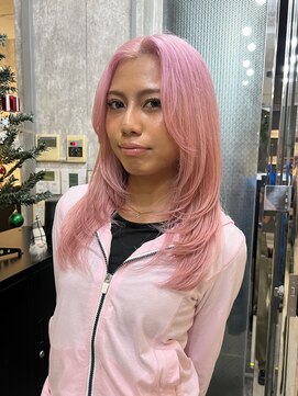 ホワイトピンク×レイヤーカット