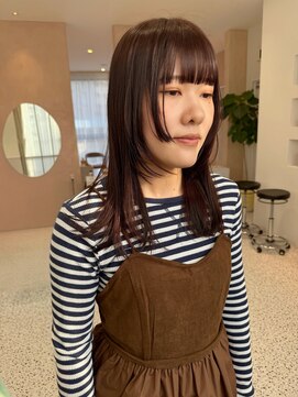 オン キャナルシティ博多前店(on) 【晴音】顔まわりレイヤー/ミディアム/ラベンダーブラウン/20代
