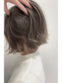 外ハネボブ AVEDAカラー×ミルクティーベージュ
