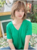 外国人風シアーベージュ前下がり外ハネミディa大宮10代20代30代