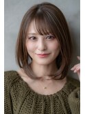 大人かわいい前髪セシルカットココアブラウンフリンジウェーブ