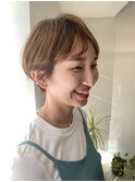 耳だし丸みショート【ミルクティーベージュ】