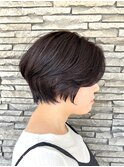 大人可愛いショートヘア顔まわりカットツヤ髪ラベンダーブラウン