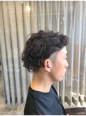20代30代メンズスパイラルパーマワイルドオシャレ感アッシュ