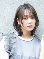 韓国風顔周りレイヤーグレージュミディアム