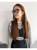 オリーブベージュ　重めロングヘアー