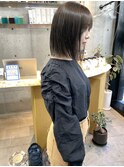 ボブ/切りっぱなし/オリーブ/グレージュ【肥後橋駅】