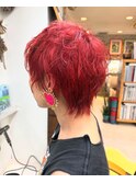 マッシュウルフミディアムレイヤーボブ前下がりボブ小顔ワンレン